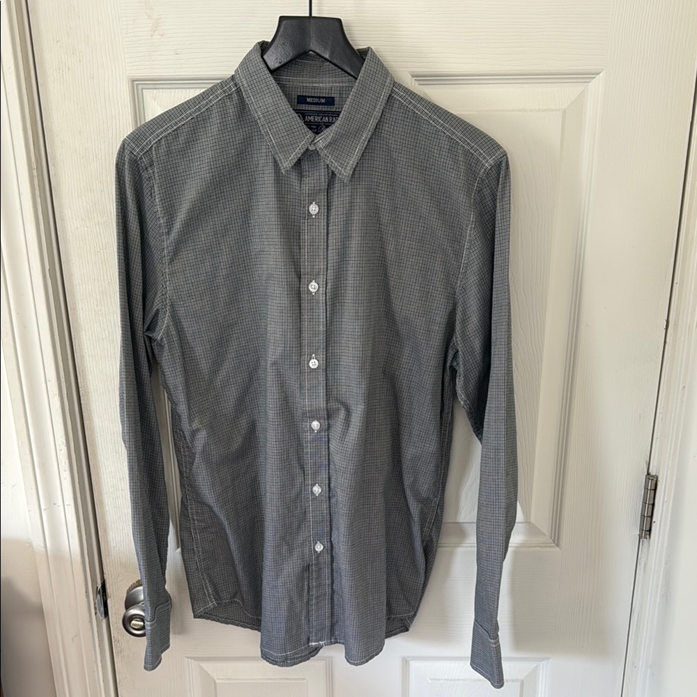 American Rag Green / Black Micro-Check Dress Shirt